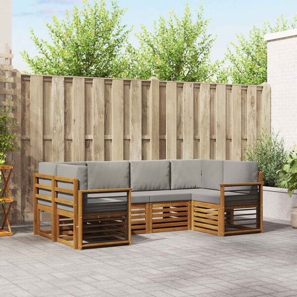 vidaXL Conjunto de Sof&aacute; Seccional con coj&iacute;n 6 pcs Gris Natural y Claro