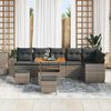 vidaXL Conjunto de sof&aacute; de jard&iacute;n 9 pcs Gris Rattan de Poli&eacute;ster