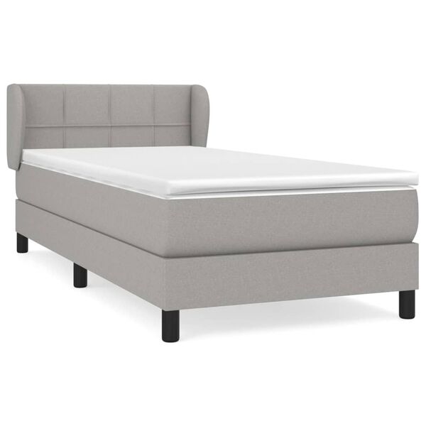 vidaXL Cama box spring con colch&oacute;n tela gris claro 90x200 cm
