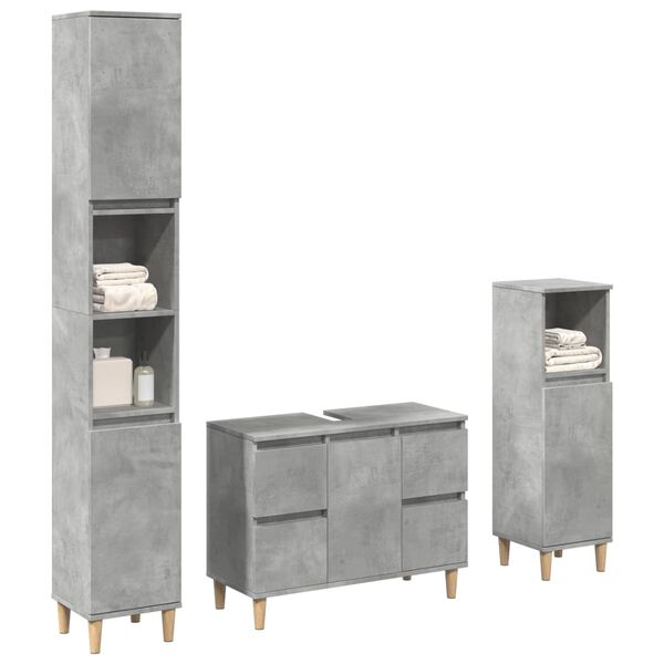 vidaXL Set muebles de ba&ntilde;o 2 piezas madera contrachapada gris hormig&oacute;n
