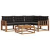 vidaXL Conjunto de sof&aacute;s de exterior con coj&iacute;n 5 pcs Natural y negro