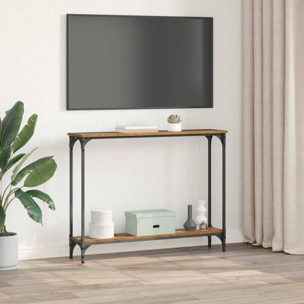 vidaXL Mesa Consola con estante Madera envejecida 100 x 22,5 x 75 cm