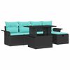 vidaXL Conjunto de sof&aacute; de jard&iacute;n 6 uds. Negro rat&aacute;n sint&eacute;tico