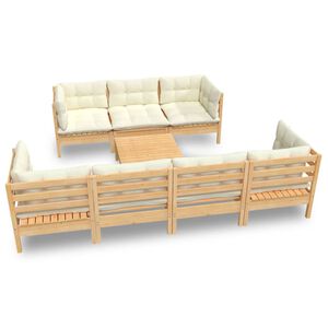 vidaXL Muebles de jard&iacute;n 8 piezas cojines madera maciza de pino
