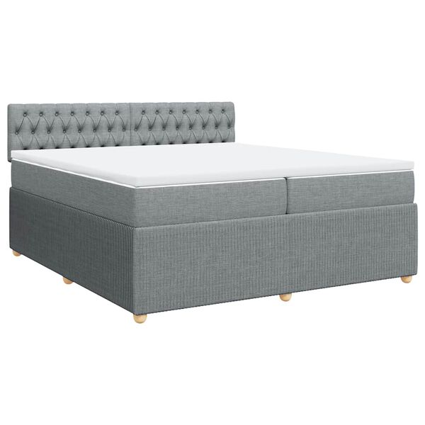 vidaXL Cama box spring con colch&oacute;n tela gris claro 200x200 cm