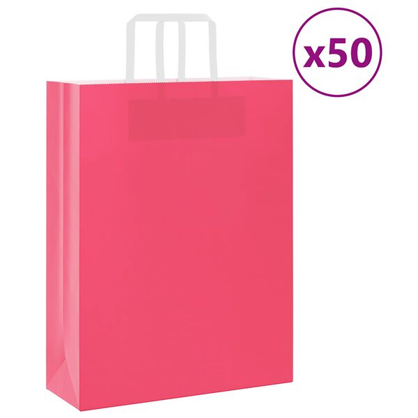 vidaXL Bolsas de papel con asas 50 uds rosa 32x12x42 cm