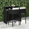 vidaXL Set muebles bar jardín 3 piezas y cojines ratán sintético negro