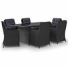 vidaXL Juego de comedor para jard&iacute;n 7 piezas rat&aacute;n sint&eacute;tico negro