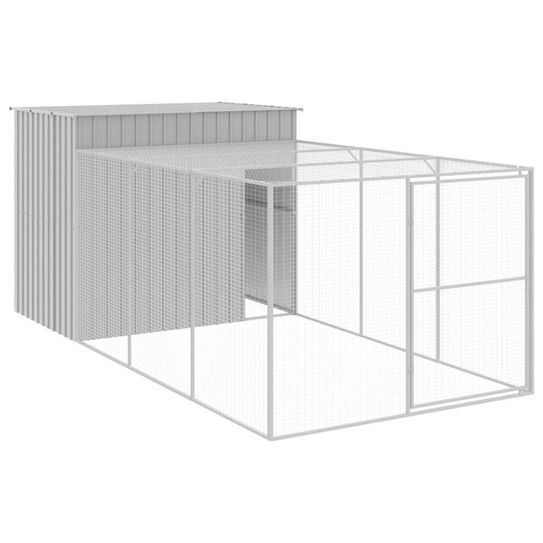 vidaXL Caseta perros corral acero galvanizado gris claro 214x457x181cm