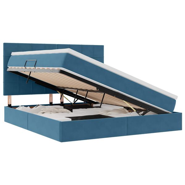 vidaXL Cama con almacenamiento y colch&oacute;n Azul Oscuro 180 x 200 cm