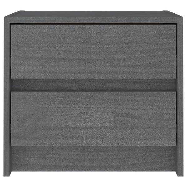 vidaXL Mesitas de noche 2 uds madera maciza pino gris 40x30,5x35,5 cm