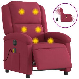 vidaXL Sill&oacute;n reclinable de masaje el&eacute;ctrico terciopelo rojo tinto