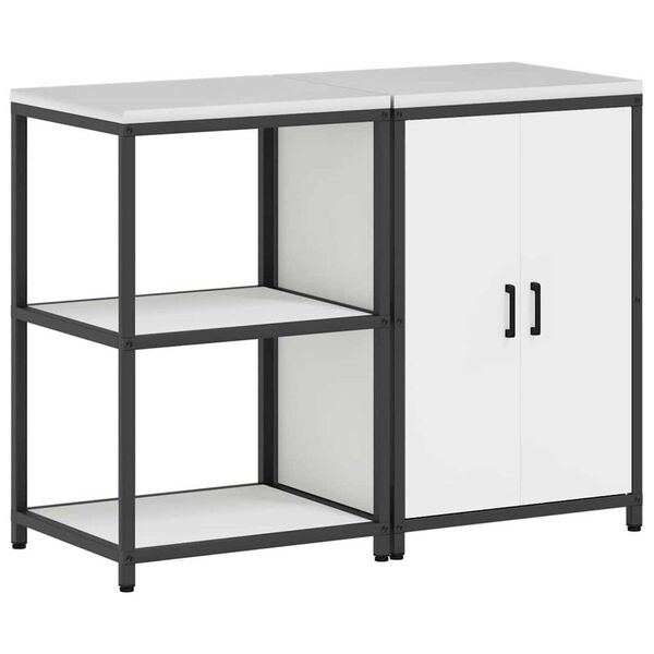 vidaXL Juego de Almacenamiento de Cocina con estante 2 pcs Blanco