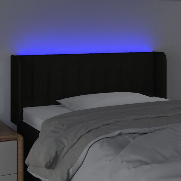 vidaXL Cabecero con LED de tela negro 103x16x78/88 cm