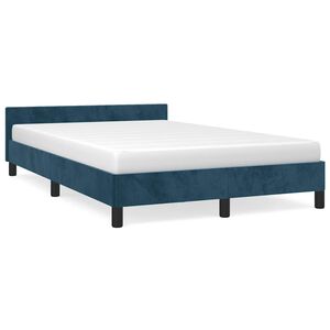 vidaXL Estructura de cama sin colch&oacute;n terciopelo azul oscuro 120x190cm