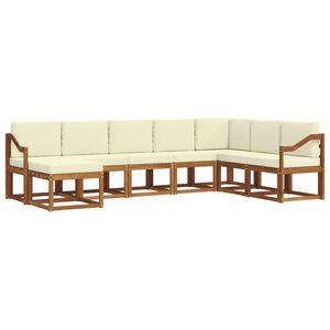 vidaXL Conjunto de sof&aacute;s de exterior con coj&iacute;n 8 pcs Natural y Crema