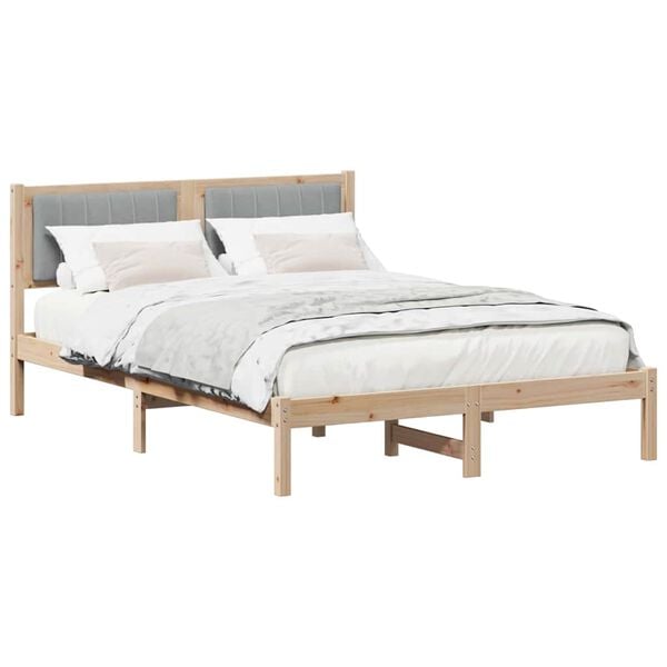vidaXL Estructura de Cama con Cabecera Tapizada Gris Claro