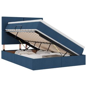 vidaXL Cama con almacenamiento y colch&oacute;n Azul 140 x 190 cm Poli&eacute;ster