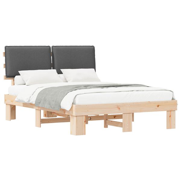 vidaXL Estructura de Cama con Cabecera Tapizada Gris oscuro