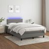 vidaXL Cama box spring con colch&oacute;n y LED tela gris oscuro 120x200 cm