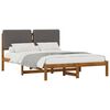 vidaXL Estructura de Cama con Cabecera Tapizada Natural y Gris Claro