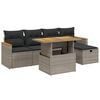 vidaXL Set de muebles de jard&iacute;n 6 pzas y cojines rat&aacute;n sint&eacute;tico gris