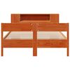 vidaXL Cama con estanter&iacute;a sin colch&oacute;n madera maciza marr&oacute;n 140x200 cm