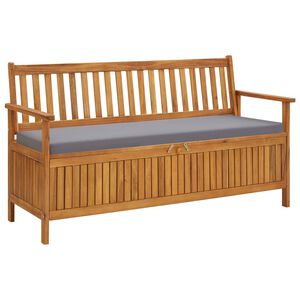 vidaXL Banco de almacenaje de jard&iacute;n con coj&iacute;n 148 cm madera acacia