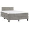 vidaXL Cama box spring colch&oacute;n y LED terciopelo gris claro 120x190 cm