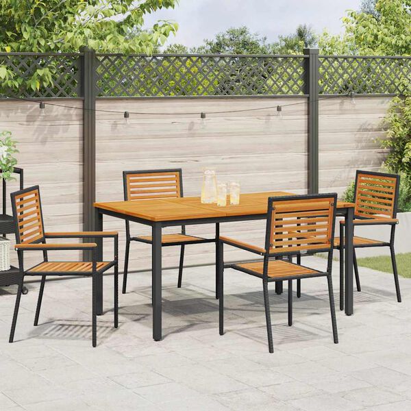 vidaXL Conjunto de Comedor de Jard&iacute;n 5 pcs Negro y Marr&oacute;n