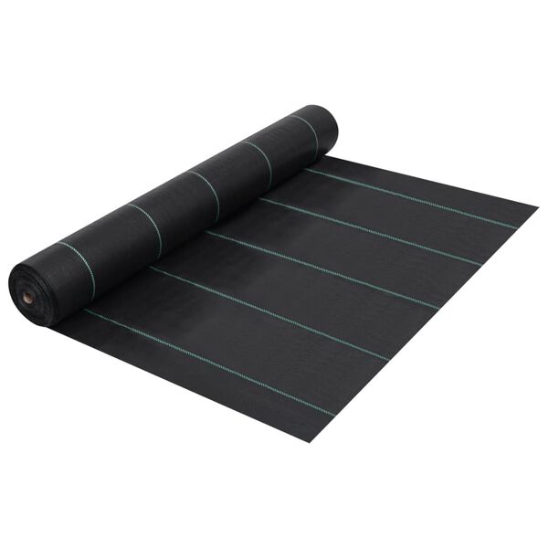 vidaXL Estera de control de malezas y raíces PP negro 2x25 m