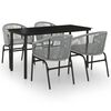 vidaXL Juego de comedor para jard&iacute;n 5 piezas rat&aacute;n sint&eacute;tico gris
