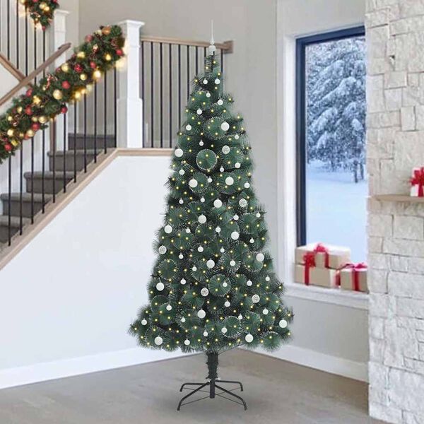 vidaXL &Aacute;rbol de Navidad artificial preiluminado con juego de bolas PET