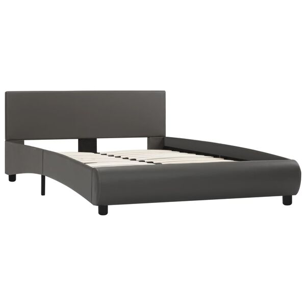 vidaXL Estructura de cama con LED sin colchón cuero gris 140x200 cm