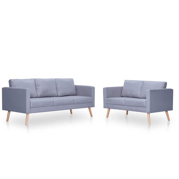 vidaXL Set de sof&aacute;s de 2 y 3 plazas de tela gris claro