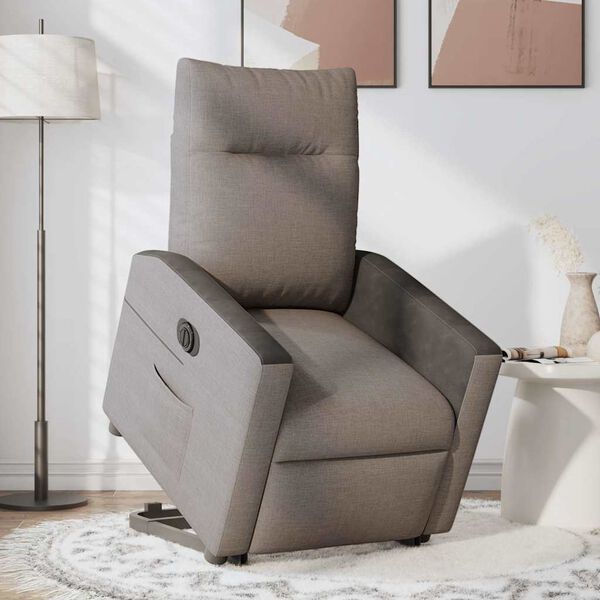 vidaXL Sill&oacute;n el&eacute;ctrico reclinable elevable de tela gris taupe