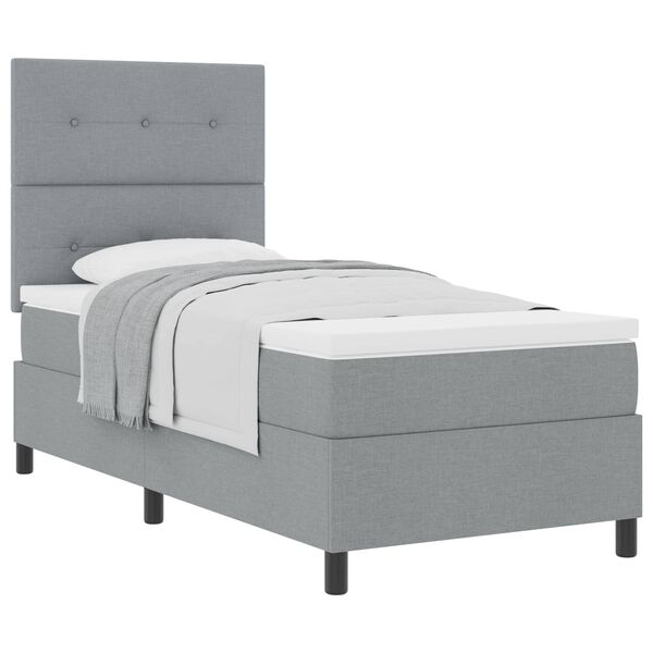 vidaXL Cama tipo Box Spring con colch&oacute;n Gris Claro 90 x 200 cm tela