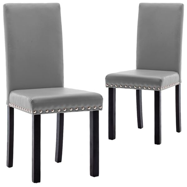 vidaXL Sillas de comedor 2 unidades gris PVC
