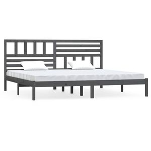 vidaXL Estructura de cama sin colch&oacute;n madera de pino gris 200x200 cm