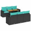 vidaXL Set de sof&aacute;s de jard&iacute;n 7 pzas con cojines rat&aacute;n sint&eacute;tico negro