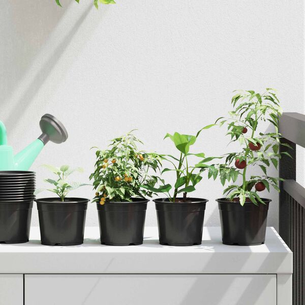 vidaXL Maceta de flores 200 pcs Negro &Oslash; 15 x 12.5 cm Pl&aacute;stico