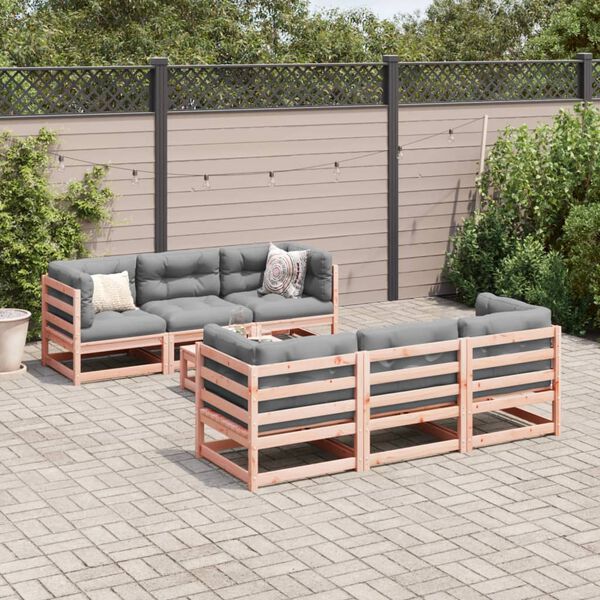 vidaXL Set de sof&aacute;s jard&iacute;n 7 pzas con cojines madera abeto Douglas