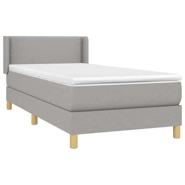 vidaXL Cama box spring con colch&oacute;n tela gris claro 90x190 cm