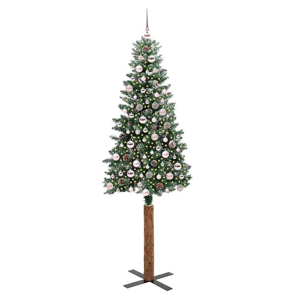 vidaXL Árbol de Navidad Delgado con 300 LED con soporte Verde y 210 cm