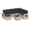 vidaXL Set de sof&aacute;s de jard&iacute;n 8 pzas y cojines rat&aacute;n sint&eacute;tico gris