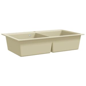 vidaXL Fregadero de cocina de granito con dos senos beige