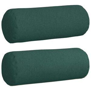 vidaXL Cojines Bolster 2 pcs Verde oscuro &Oslash; 25 x 70 cm tela