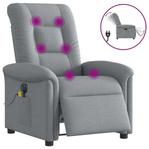 vidaXL Sill&oacute;n reclinable de masaje el&eacute;ctrico tela gris claro