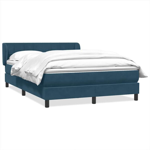 vidaXL Cama box spring con colch&oacute;n terciopelo azul oscuro 160x210 cm