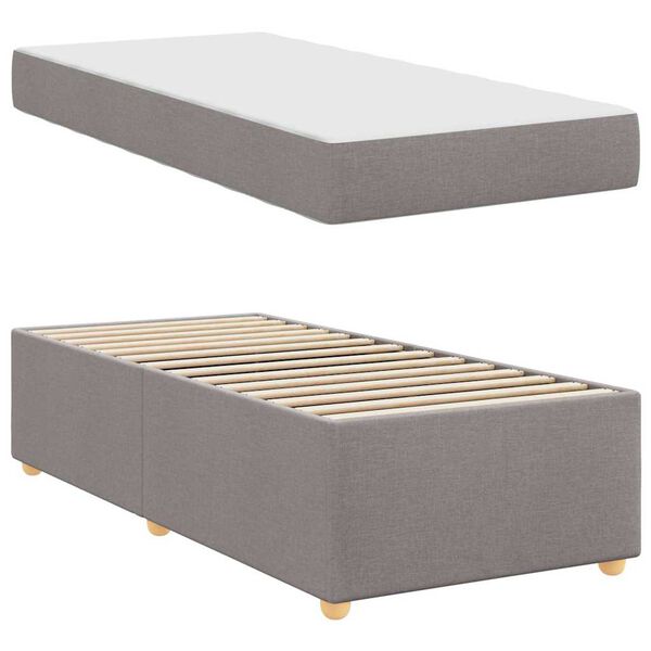 vidaXL Estructura de cama con colch&oacute;n Taup&eacute; 90 x 190 cm tela